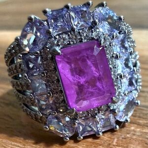 Bomb Party Ring RG29883 Cushioned Grace Purple Fluorite Hematite size 7 NEW